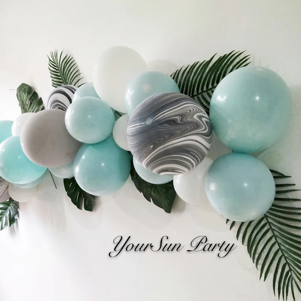 Бесплатная доставка мятный шар арки с зелеными листьями Декорации для маленьких
