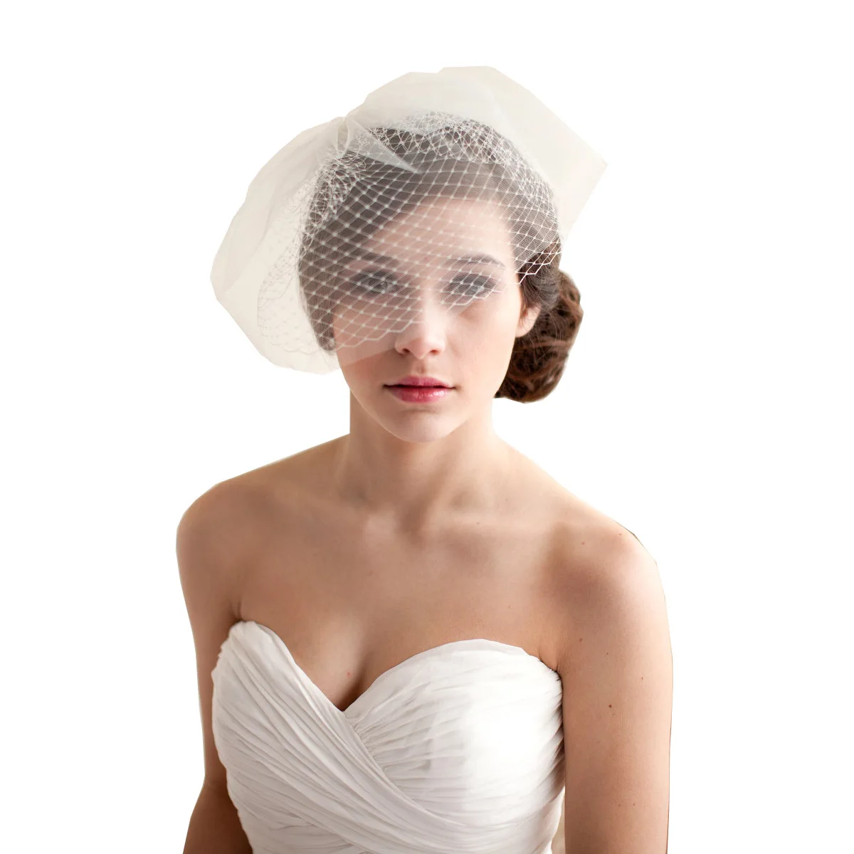 Короткие румяна цвета слоновой кости свадебная фата Фата для птичьей клетки с