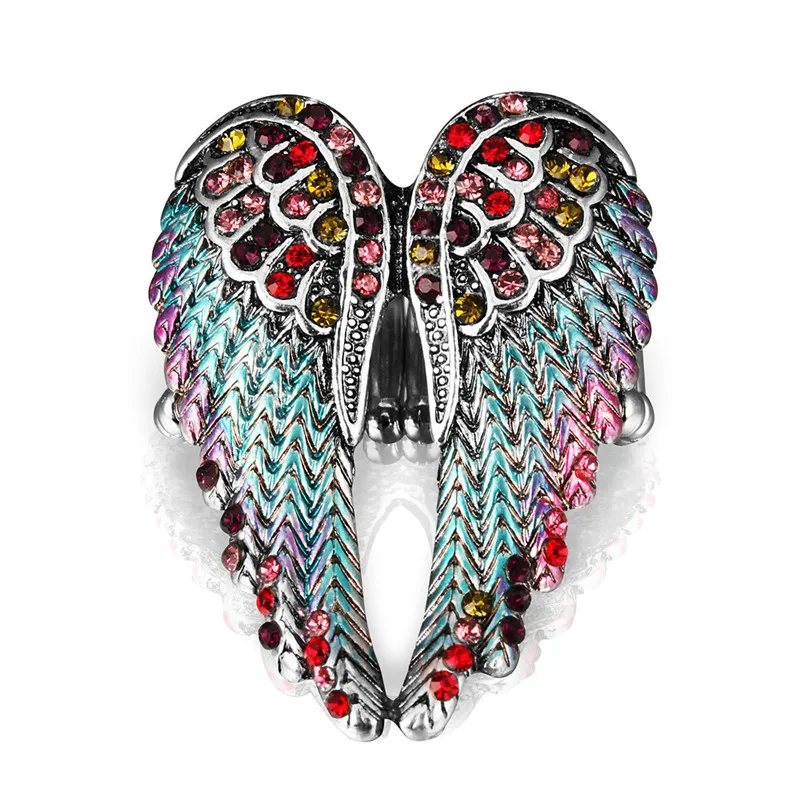 Angel Wings Crystal Rings For Women Jewelry Silver Opening Adjustable Ring For Female Engagement Ring Wedding Promise Rings Boho - Цвет основного камня: bluecolor