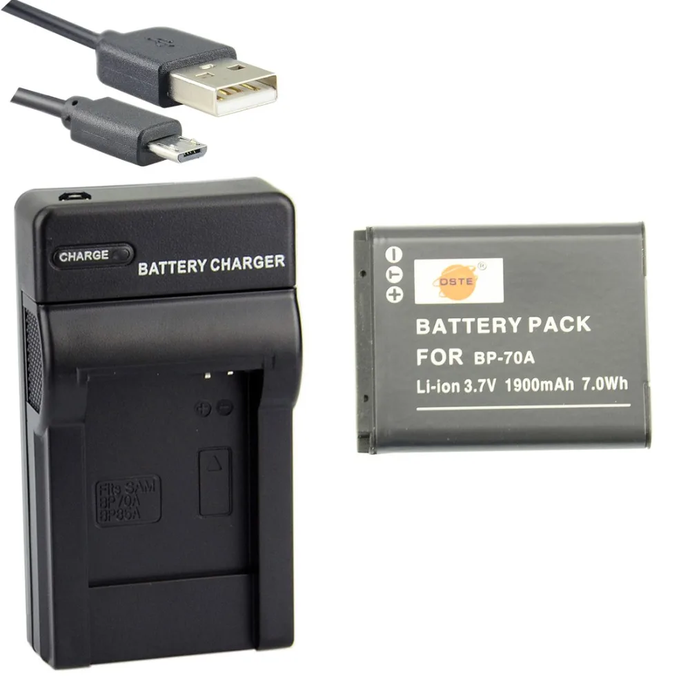 DSTE BP-70A Li-Ion Батарея с USB Порты и разъёмы Зарядное устройство для SAMSUNG ES65 ES70 ES73 ES74 ES75 ES80 PL80 PL90 PL100 PL20 Камера