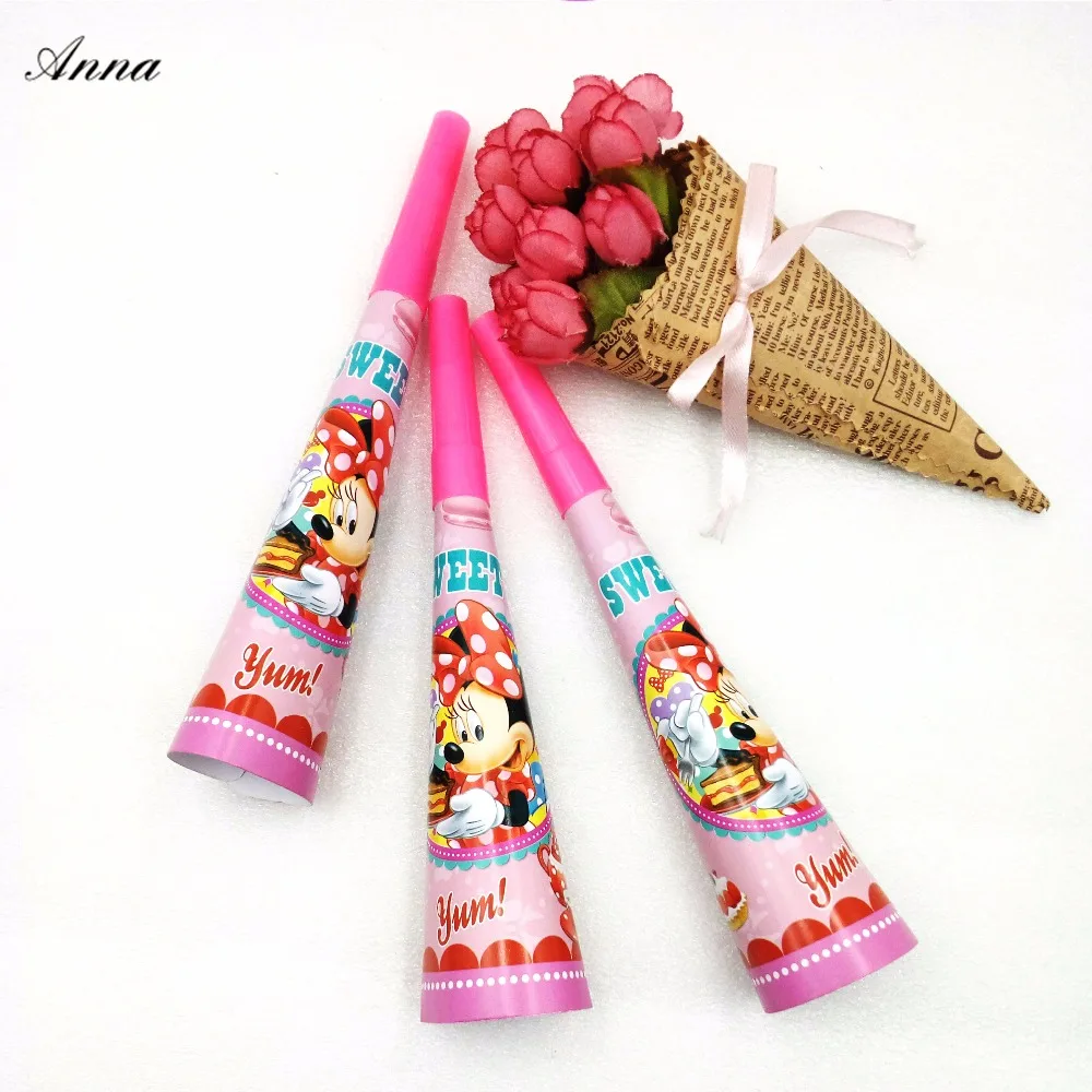 6 шт./компл. Минни Мышь День рождения поставки труба свистки дети сувениры