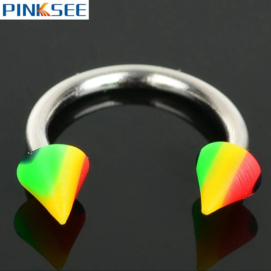 

1pc Acylic Ball/Spike Barbells Horseshoe Fake Septum Nose Lip Eyebrow Ring Tragus Body Piercing Jewelry Helix Captive Hoop Ring