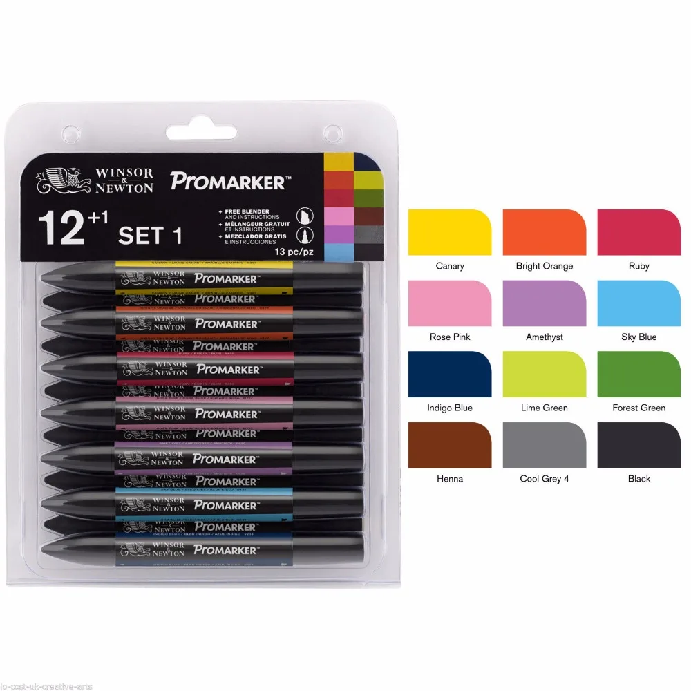 Набор маркеров WINSOR & NEWTON Promarker с двойным наконечником на спиртовой основе 6 цветов