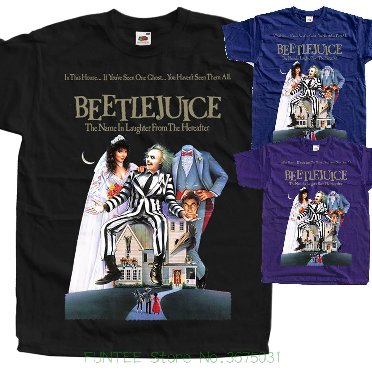 Хлопковая мужская футболка высокого качества Beetlejuice постер фильма всех размеров
