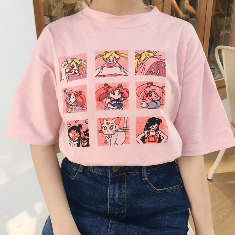 Футболка с рисунком из мультфильма милые платья для девочек спереди и сзади