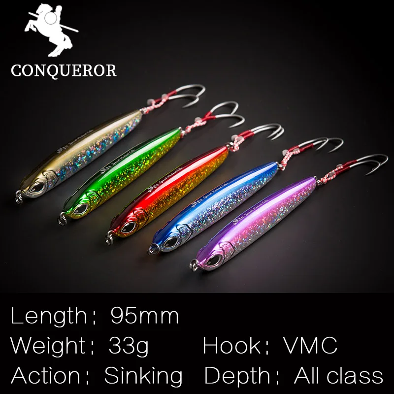 Conqueror 2017 95mm/33g Winter Ice Sea Sinking Hard Fishing Lures VIB Bait Diving Swivel Jig Wobbler Bass Wing Lure VMC Hook | Спорт и