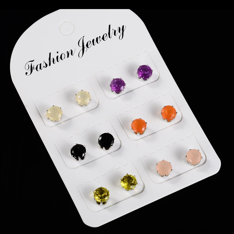 6 пар/упак. Прохладный Mix Цвет стержня Комплект сережек для женщин уха шпильки