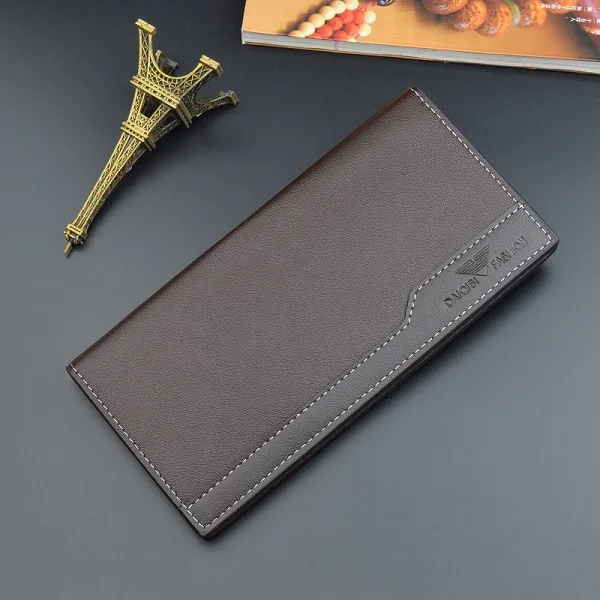 Dark coffee Wallet Мужские кошельки, новинка, деловой мягкий кожаный длинный тонкий кошелек, держатель для карт, модный мужской кошелек, многофункциональный клатч, мужские кошельки - Цвет: Dark coffee Wallet