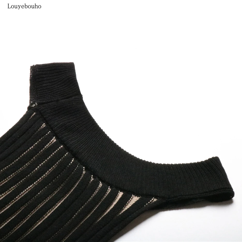 Женское Повседневное платье с бретелькой на шее в полоску 2019 летнее элегантное