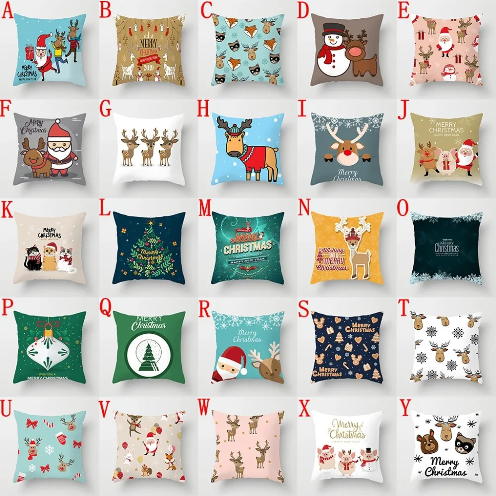 

Christmas Cushion Cover Eco-Friendly Flannel Soft Cute Throw Pillow Cover Santa Xmas Sofa Decorative Cushions Pillowcase