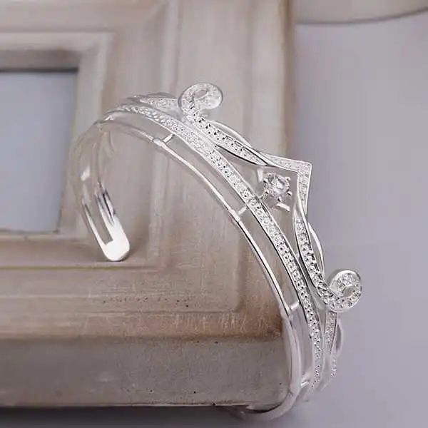 Hot Sell!Wholesale 925 silver bangle bracelet fashion jewelry Bracelet Cuff Crown Bangle SMTB204 | Украшения и аксессуары