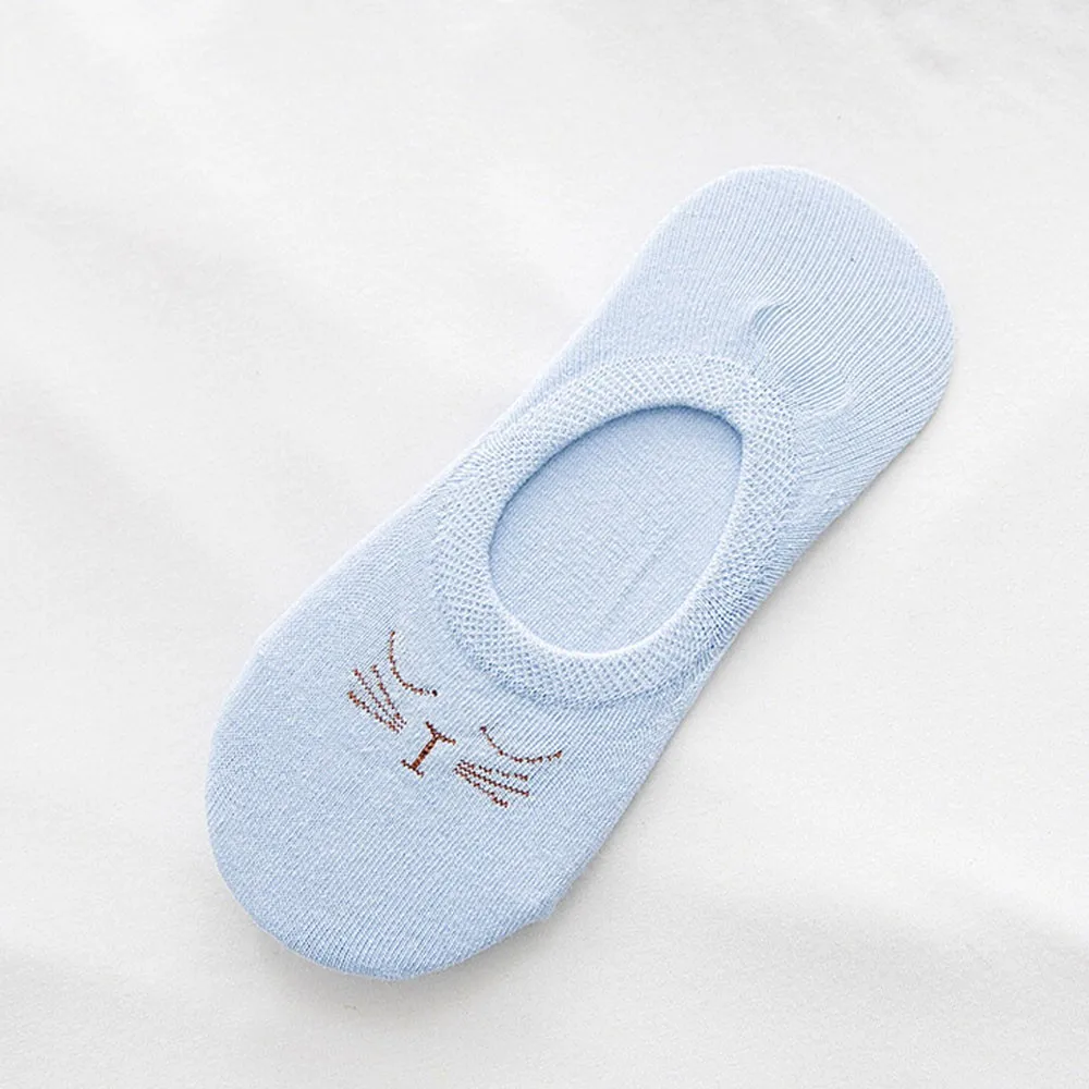 Женские носки летние повседневные рабочие хлопковые модные с котом цветные