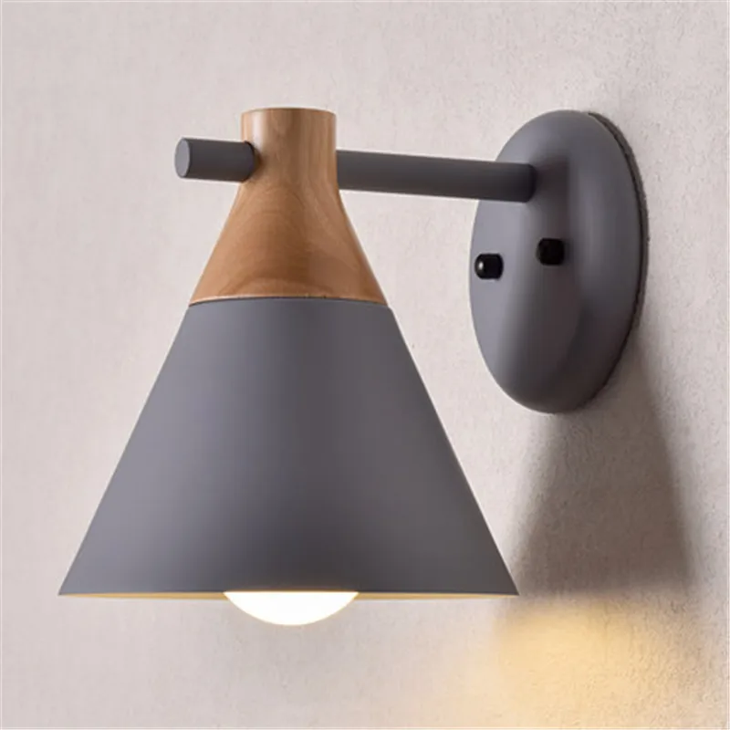 Nordic Design Loft Style Wood Iron Wall Sconce Modern LED Light Fixtures Home Bedroom Bedside Lamp Indoor Lighting | Лампы и освещение