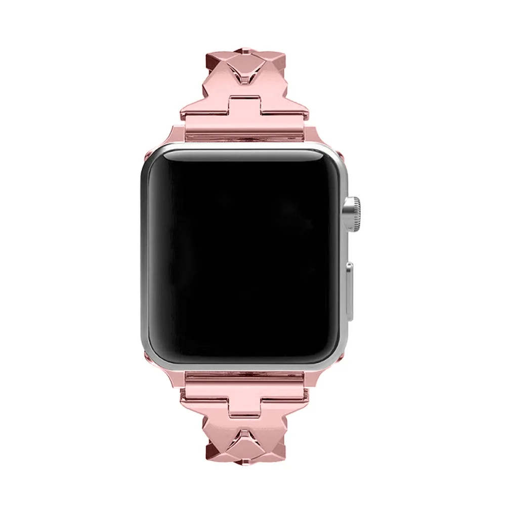 WoseaFit рифленая нержавеющая сталь Ремешок с узором для Apple Watch 38 мм 40 мм 42 мм 44 мм ремешок для серии 2 3 4 ремешок стальной браслет