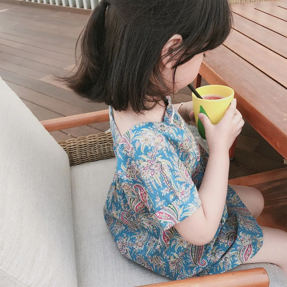 

Toddler Kids Baby Girls Summer Floral Pattern Printed Handmade Embroidered Clothes Anniversaire Enfant Teenager Dress