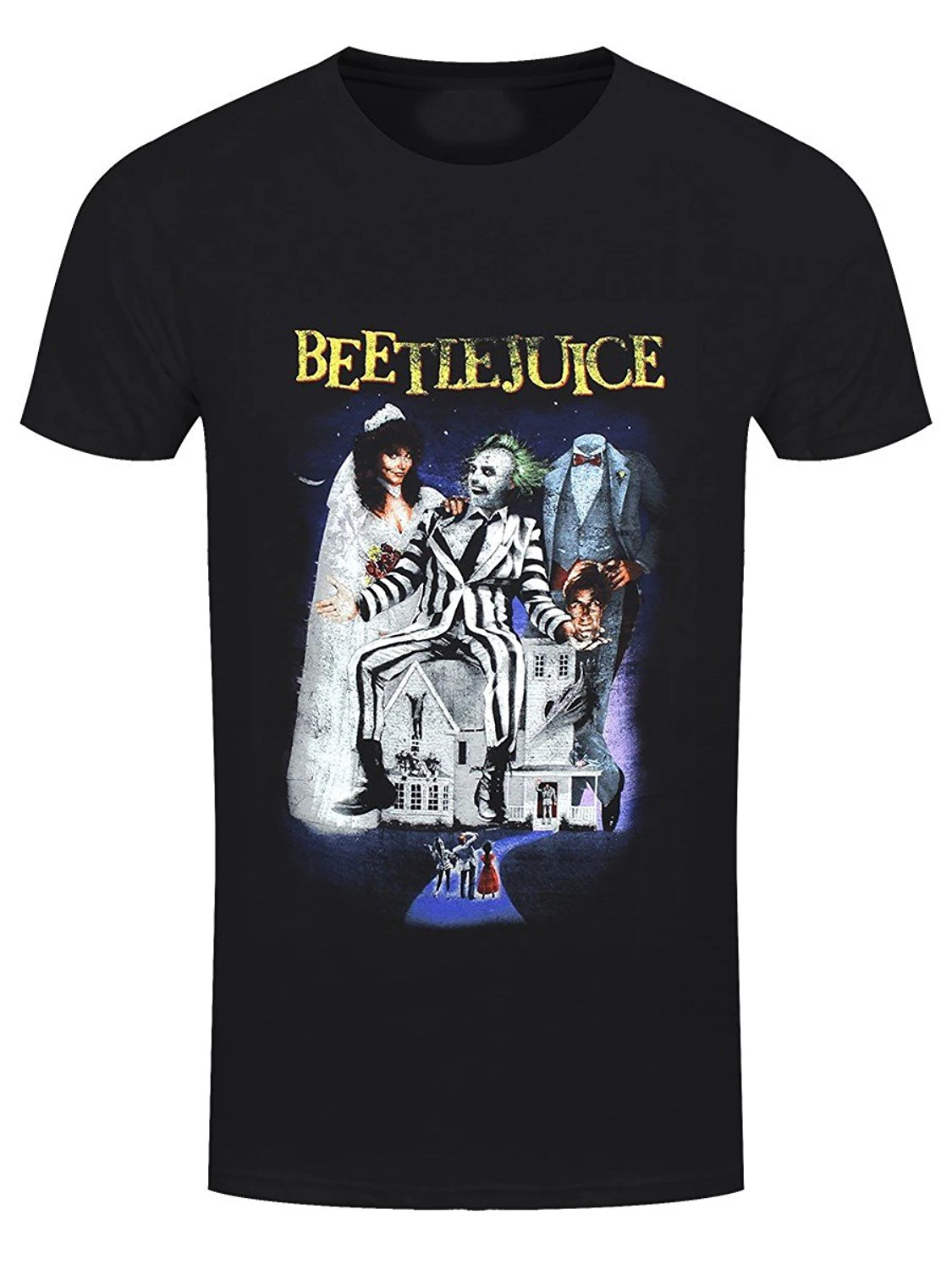 Beetlejuice официальный Для мужчин кино плакат черный футболка в стиле ретро