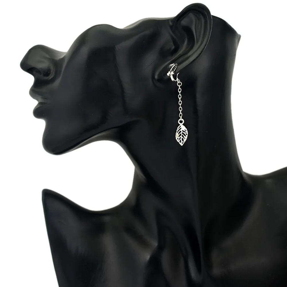 Женские металлические серьги без отверстия клипсы в виде листьев и звездочек