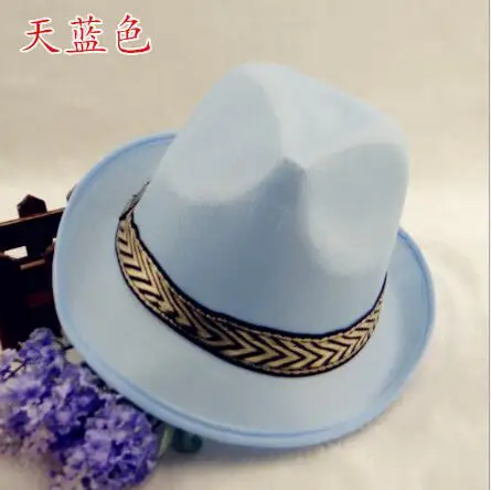 Бесплатная доставка! Новинка 2019 года 10 шт./лот модная однотонная фетровая шляпа