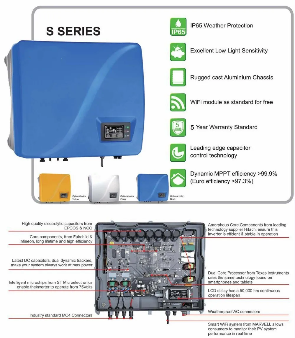 3.5KW(3600 Вт) двойной Вход MPPT Водонепроницаемый IP65 на сетке галстук солнечного Мощность инвертор Wi-Fi по умолчанию преобразования, GPRS дополнительно