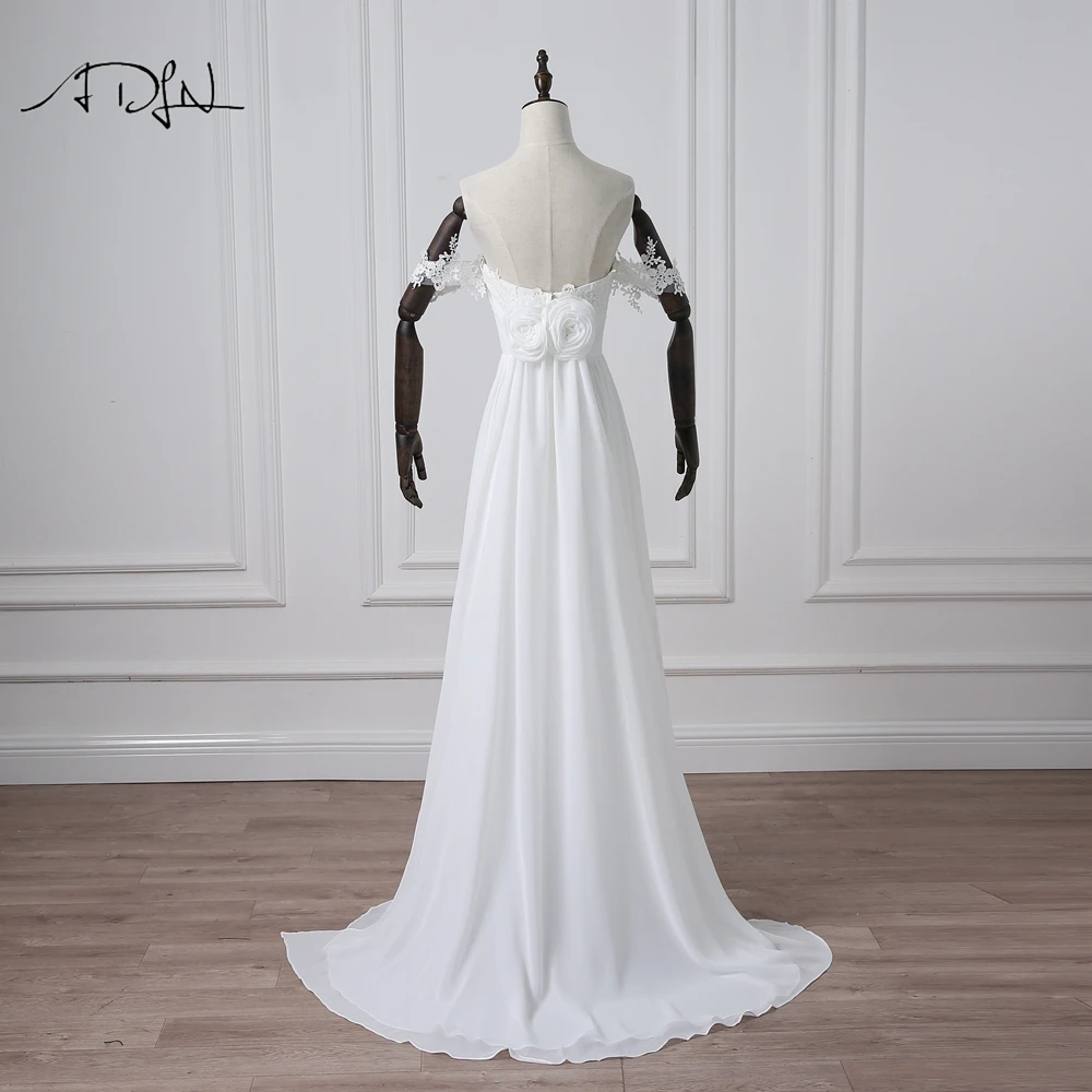 Женское платье с открытыми плечами ADLN белое/цвета слоновой кости шифоновое