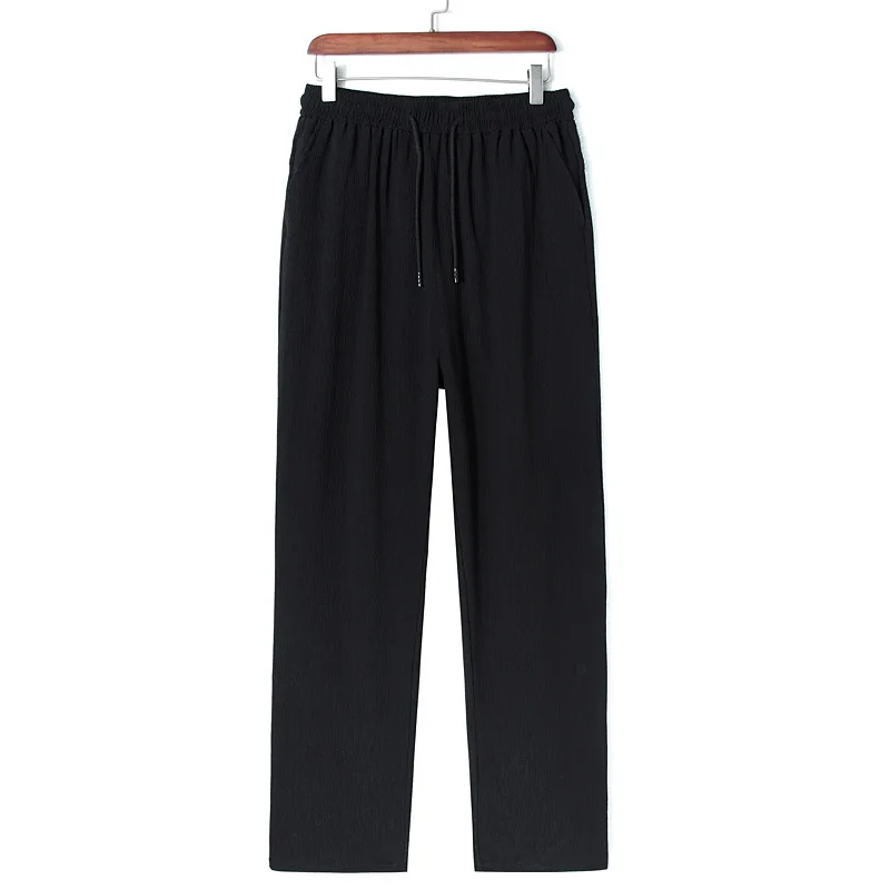

Men's cotton linen pants plus size casual male Chinese style full Length loose elastic Wrinkle long trousers hip hop 6xl 5xl