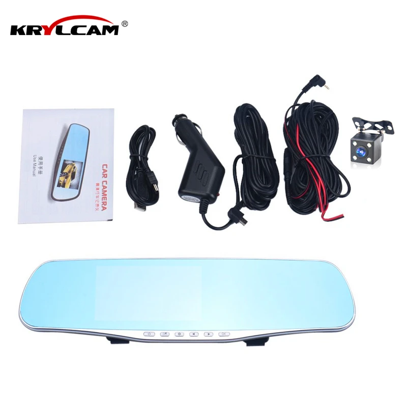 Krylcam Автомобильная камера зеркало заднего вида DVR двойной объектив цифровой