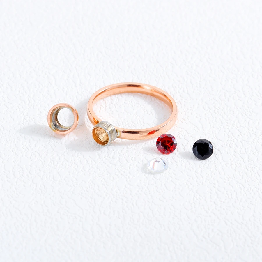 Hemiston Round CZ Stainless Steel Fine Ring For Women Rose Gold Color Party Finger Jewelry Gift Replaceable | Украшения и
