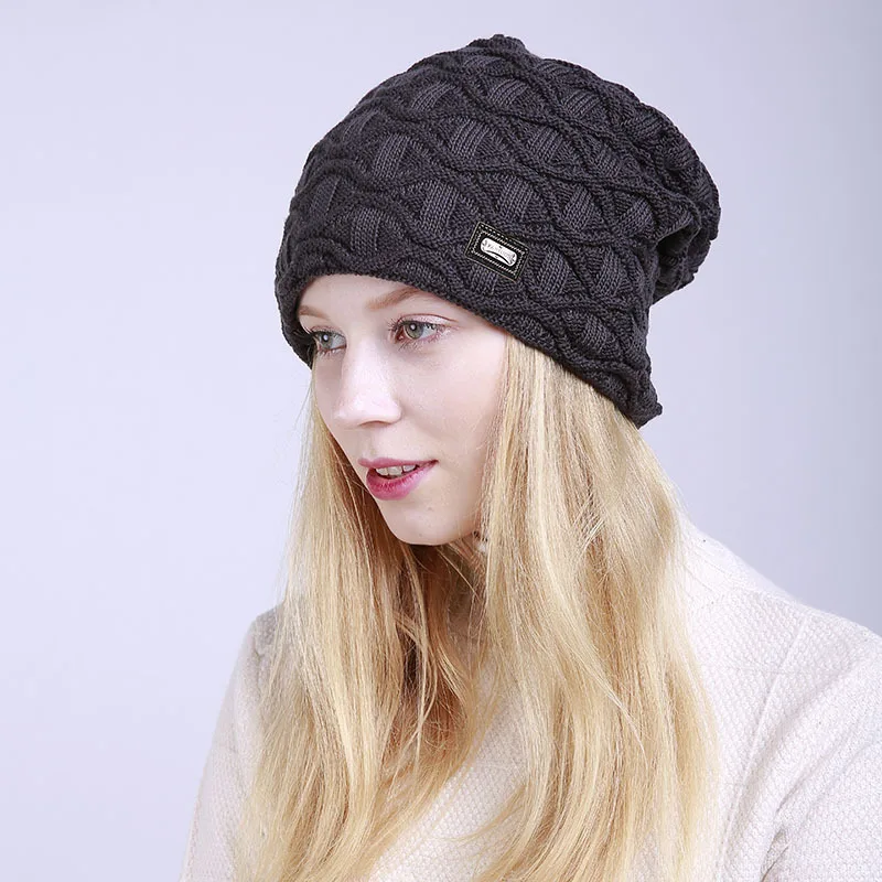 LEDINGSEN 2018 Осенние Синие Теплые флисовые толстые теплые вязаные шапки Skullies Beanies