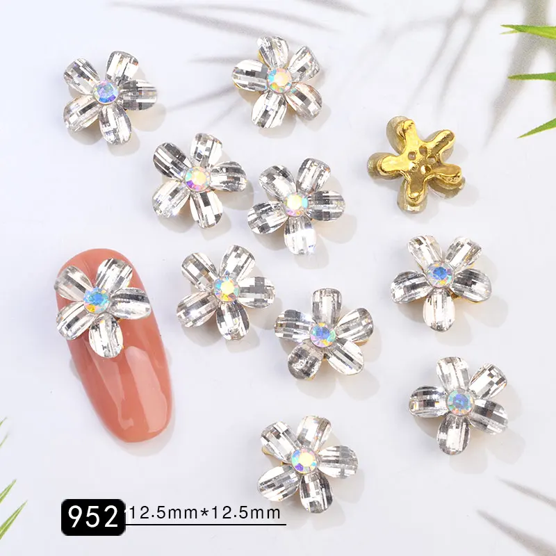 952 5 шт AB красочные блестящие хрустальные стразы для дизайна ногтей DIY маникюрные украшения 3D Цветочный Дизайн Очаровательные стеклянные блестящие украшения для ногтей - Цвет: 952