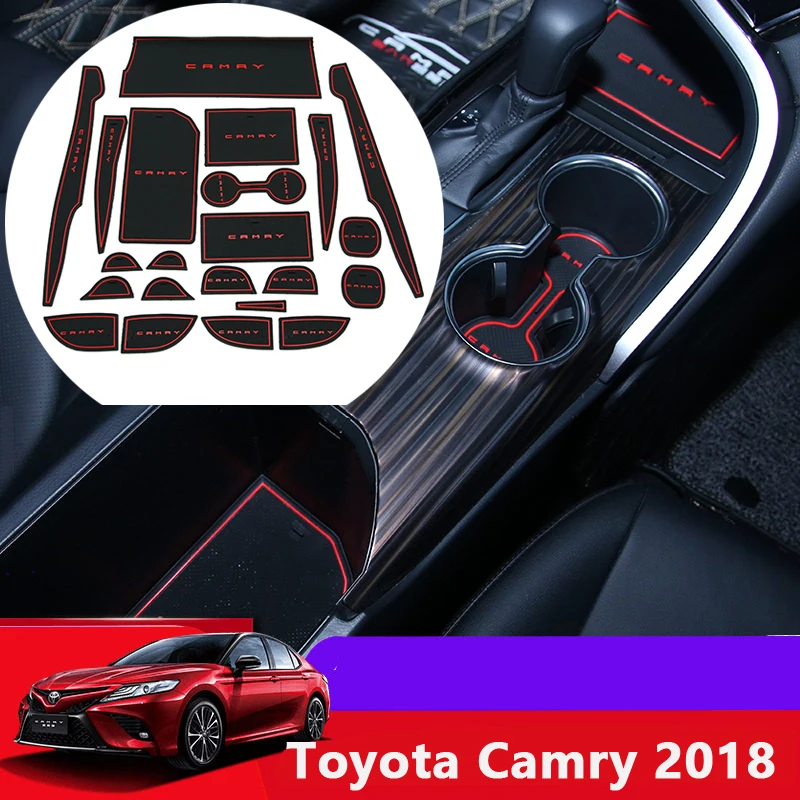 

Для Toyota Camry 2018 резиновые коврики для дверей автомобиля с прорезями для ворот Нескользящие прокладки для чашки подлокотники прокладки для хр...