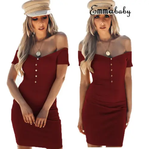 New Sexy Lady Women's Bodycon Bandage Short Sleeve Off Shoulder Evening Party Dress | Женская одежда