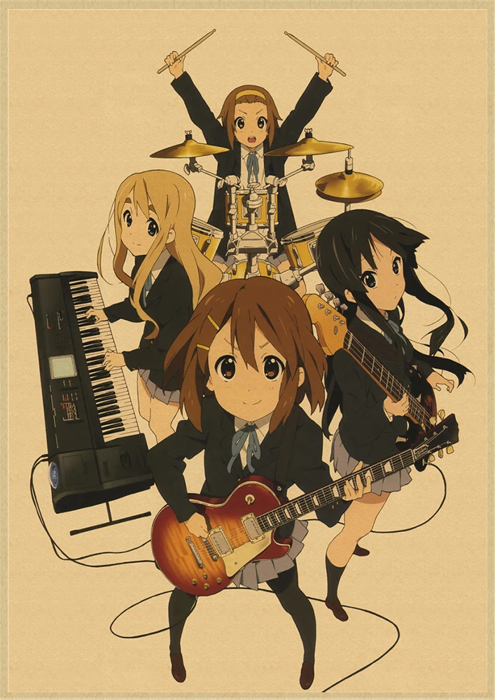 K-ON плакат из крафт-бумаги стикер стены японского аниме плакат из крафт-бумаги s домашний декор комнаты крафт-бумаги наклейки на стену - Цвет: Белый