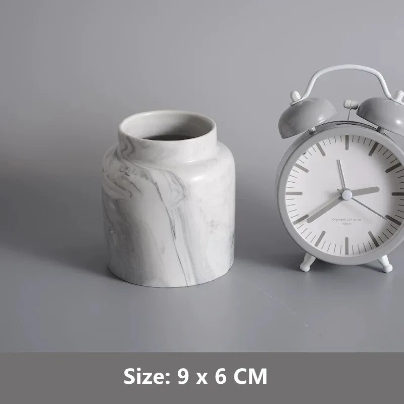 TYPE 3 Grey Многоцелевой держатель для хранения с мраморным узором, косметическая кисть, держатель для макияжа, керамическое ведро для карандашей, стеллаж для хранения ручек, контейнер - Цвет: TYPE 3 Grey