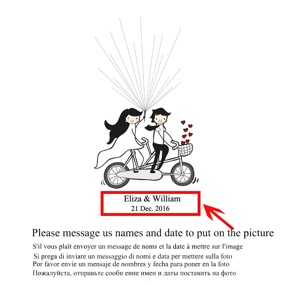 Пользовательские велосипед с парками сердце искусство Свадьба Гостевая книга