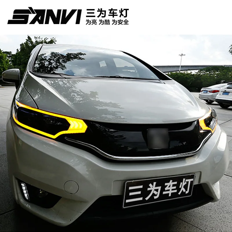 Sanvi автомобильный стайлинг фары для 2014 2018Honda Fit GK5 jazz в сборе Светодиодные ДХО