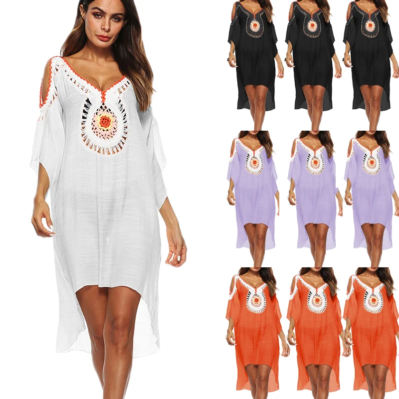 Пляжное бикини с цветочным принтом Frauen Urlaub Boho Langes Kleid Sommerkleid