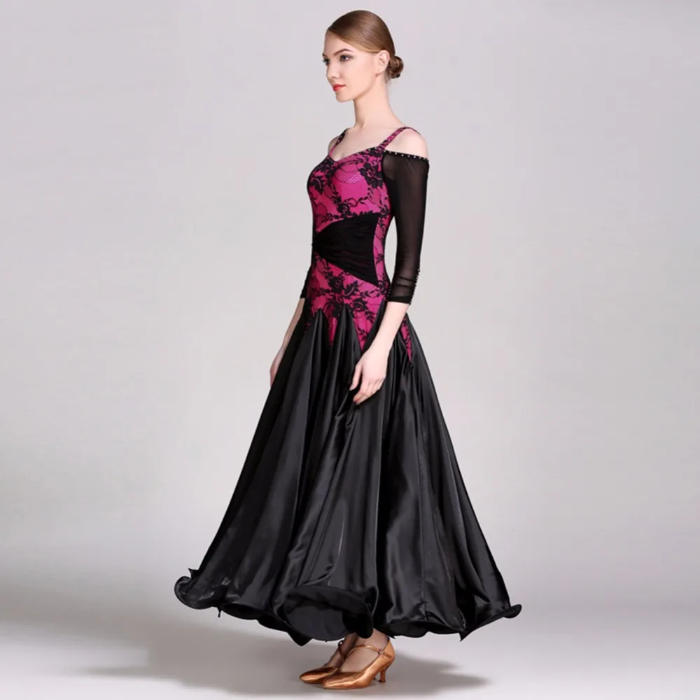 Новинка 2018 женское платье для бальных танцев зеленое/розовое Венского вальса