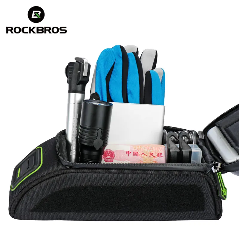 rockbros phone bicycle bike bags rainproof 5 86 0 phone case touch screen cycling bicycle bags panniers frame bike accessories free global shipping