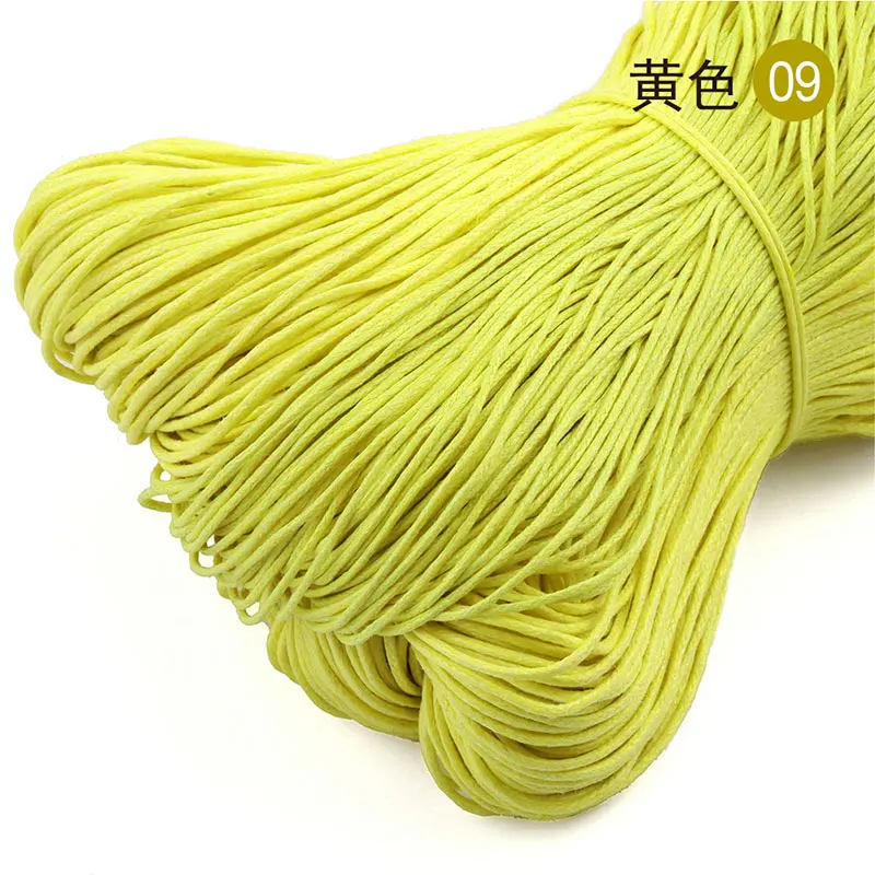09 Yellow 15 цветов, 650 метров/рулон, диаметр 1 мм, вощеный хлопковый шнур, круглая веревочная нить для ожерелья, браслетов, ювелирных изделий, рукоделия - Цвет: 09 Yellow