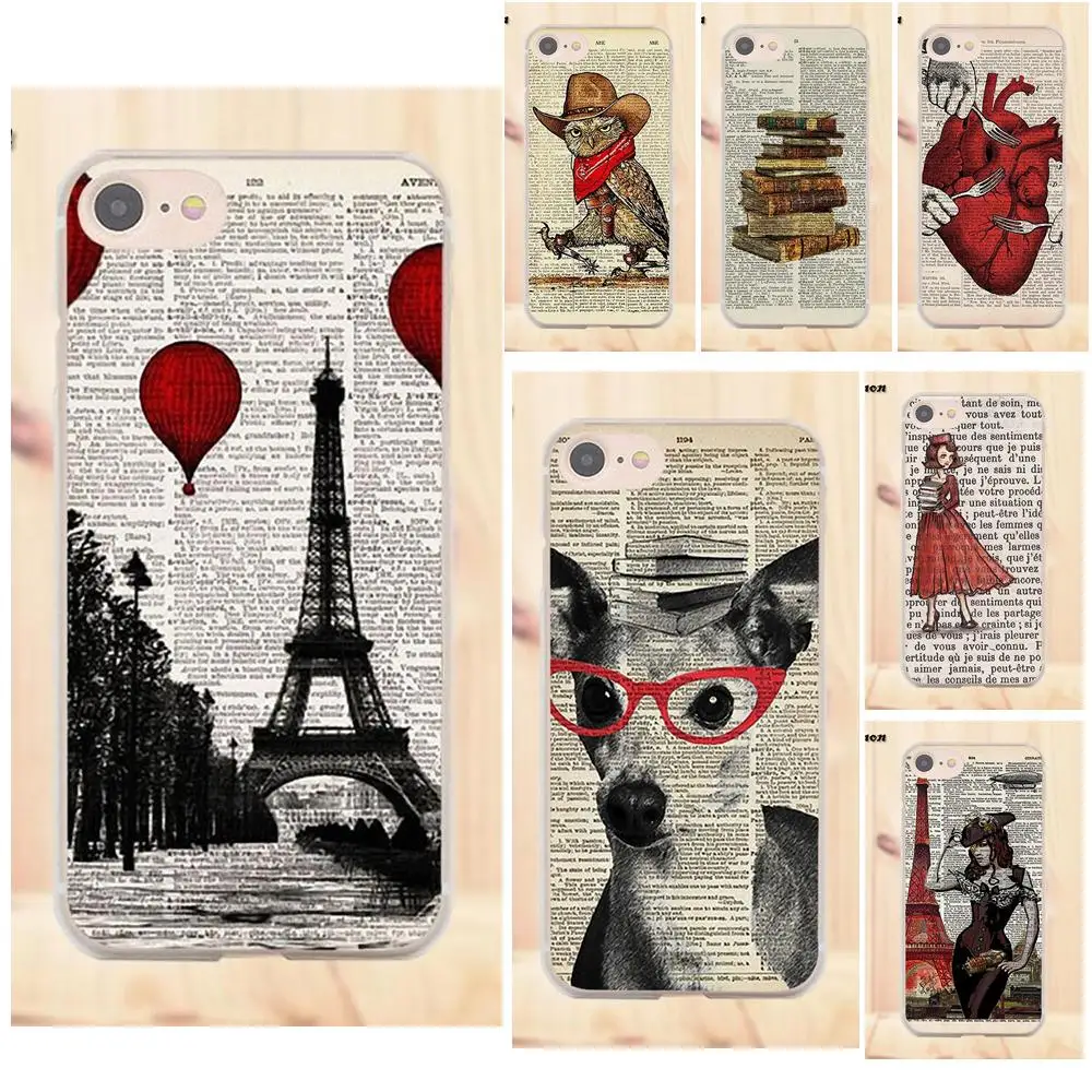 Мягкие чехлы Fundas Art Print Vintage Upcycled Book для Apple iPhone 4 4S 5 5C SE 6 6S 7 8 Plus X LG G4 G5 G6 K4 K7 K8 K10 on.