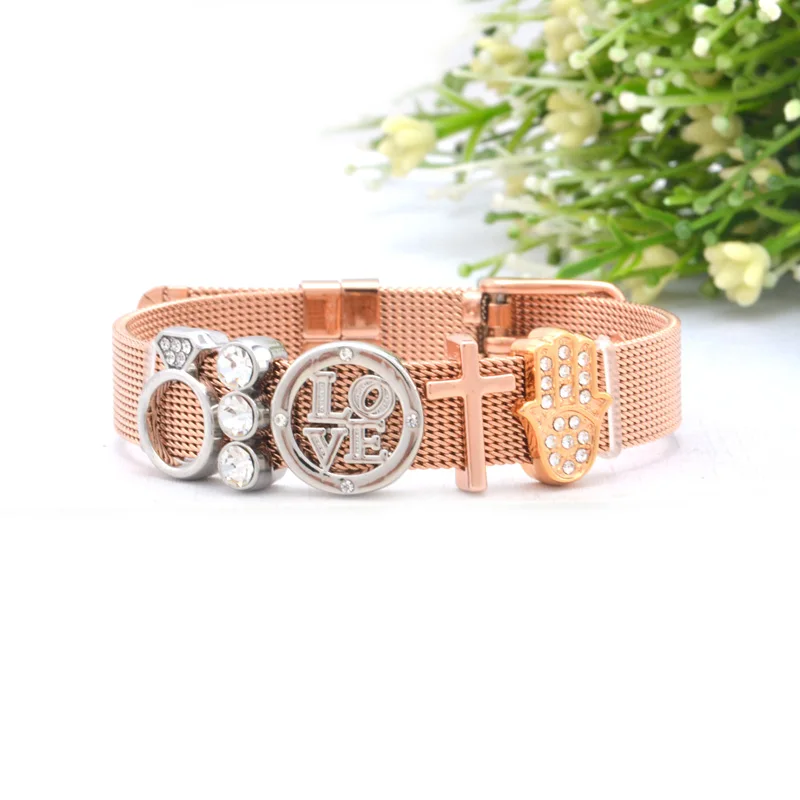 Винни дизайн из нержавеющей стали сетка браслет наборы с вратарем слайд