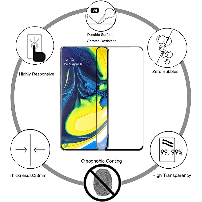 A90 закаленное стекло для Samsung Galaxy 2019 защитный чехол экрана полное покрытие SM-A805F 6 7
