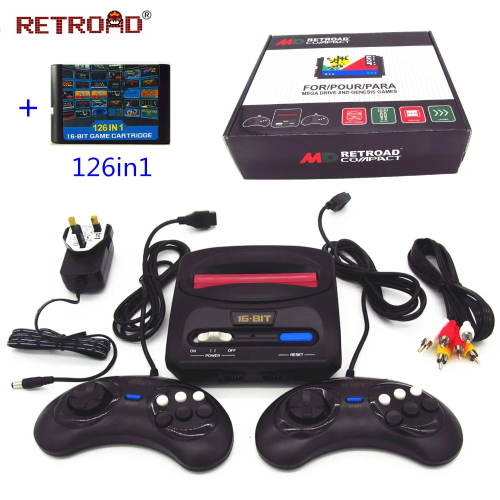 RETROAD MD Compact 16 бит MD Genesis совместимая машина с 126в1 sega классический мультиигровой картридж с переключателем O/J, чип 6801