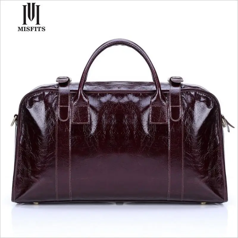 MISFITS Натуральной Кожи Мужская кожаная сумка Верхний Слой Коровы Человек Дорожная