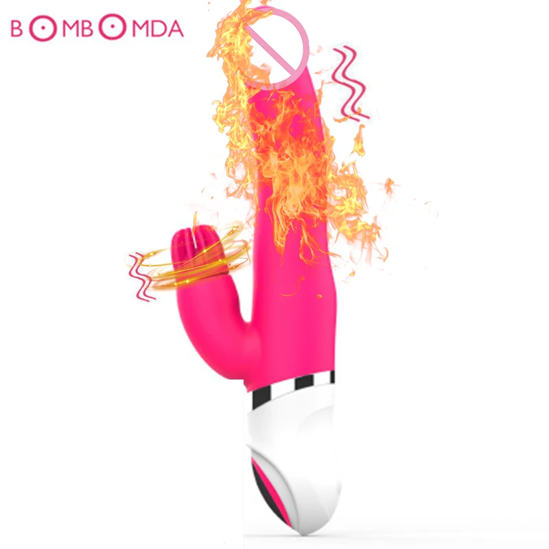 Вибратор Кролик с нагревом 7 скоростей двойной мотор зарядка от USB