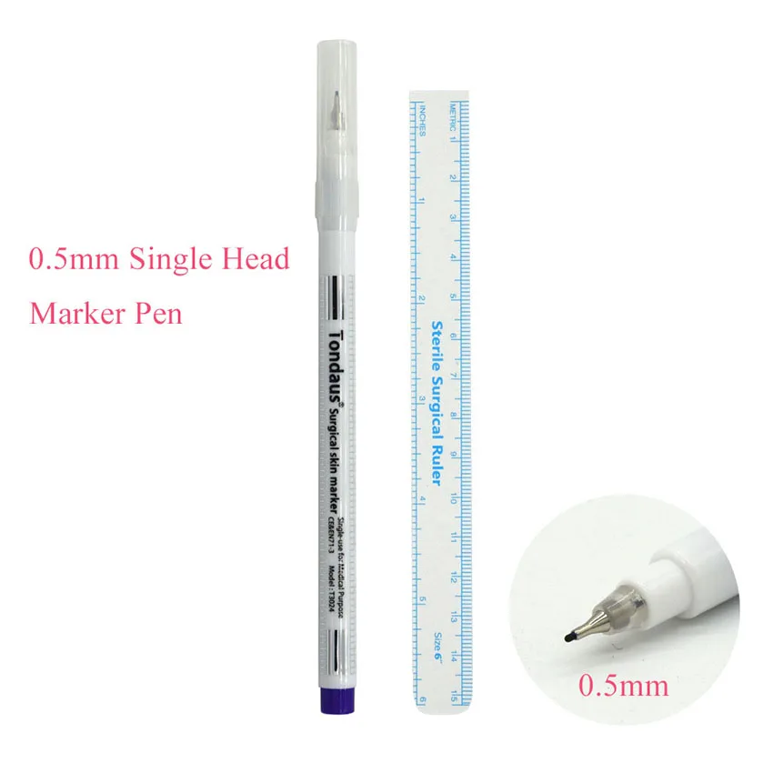 Татуировка маркер ручка с линейкой стерилизованный хирургический двойной головкой положение мера писец бровей Перманентный макияж пирсинг боди-арт