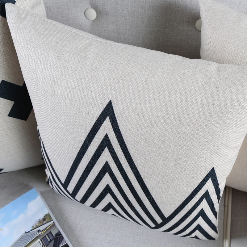 Оптовая продажа льняная наволочка черно белая зебра тропический лист Подушка с