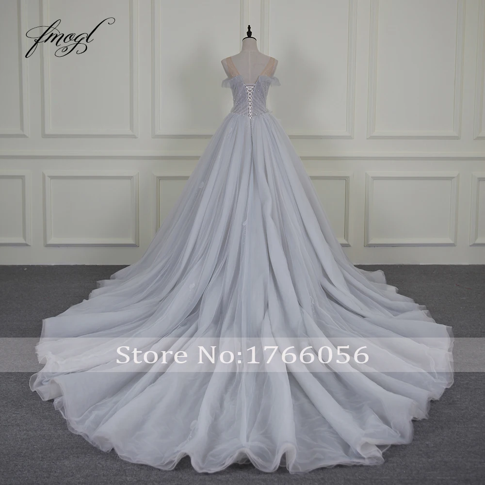 Женское свадебное платье с v-образным вырезом и открытой спиной Fmogl Vestido De Noiva A Line