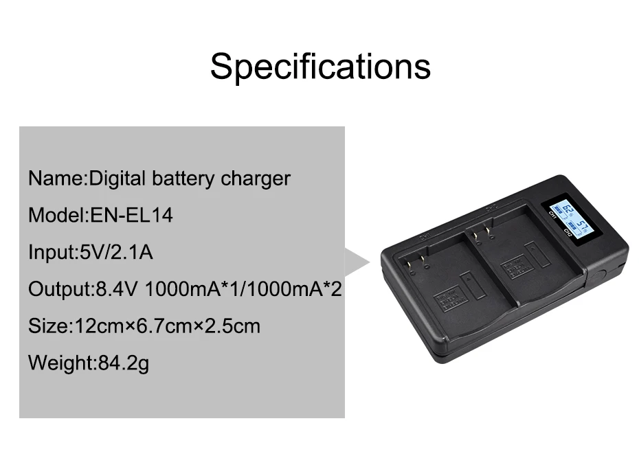 2 шт. EN-EL14A EN-EL14 ENEL14 батареи для камеры+ ЖК-дисплей USB Dual Зарядное устройство для Nikon D3100 D3200 D3300 D3400 D3500 D5600 D5100 D5200 P7000
