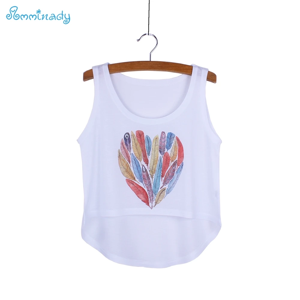 Женская майка с принтом перьев летняя одежда в западном стиле|fashion top|top wholesalewestern